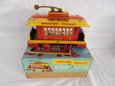 TINKLING TROLLEY TIN. BATTERY OPERATED (MINT)