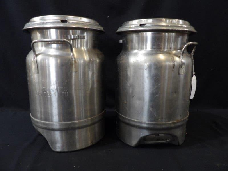 Lot 910 Lot of 2 Stainless Sealed Liquid Canteens Property of