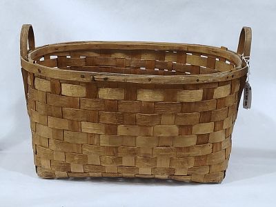 Large Hand Woven Market Basket. 23x17x11.5. Weaving is tight with no breakage. Wood attached to