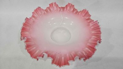 Cranberry Fenton Silvercrested Bowl. 12 inch diameter, no breaks or chips