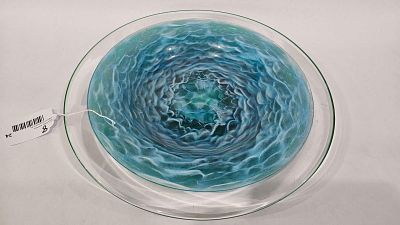 Art Glass Whirlwind Centerpiece Bowl. Heavy glass, 15 inches in diameter.