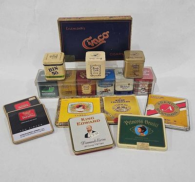 Tobacco Tins, Cigarette, and Cigar Boxes. Cinco, King Edward, Greenbrier, London Dock, Kentucky