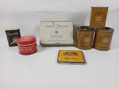 Cigarette Tins and Boxes. 1940s tin case, Philip Morris & Co, John Middletons, and more