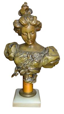 "Eglantine" Victorian Beauty Bust Sculpture after Artist Hans Stoltenberg-Lerche. Finely