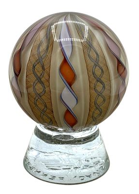 Large Mark Matthews Signed 1997 Art Glass Filigrana 12 Cane Sphere, Orb, Marble. Superb design