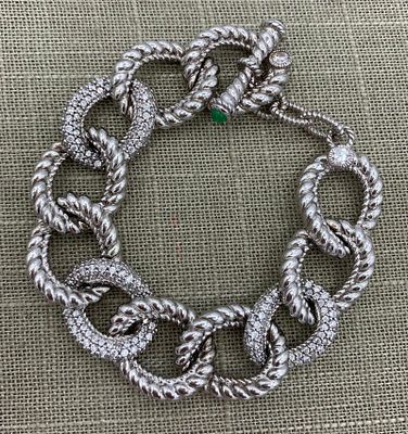 Outstanding Sterling Silver JUDITH RIPKA Diamonique Limited Edition Curb Link Bracelet. Hallmarke
