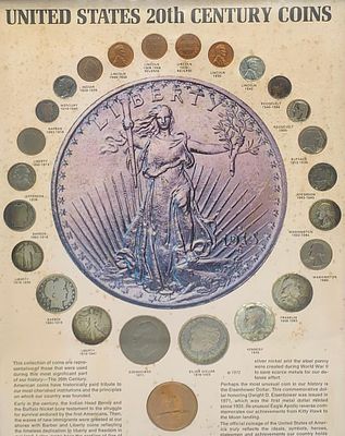 25 pc c1972 United States 20th Century Coin Collection, 1891 to 1972 Framed US Coins. Fantastic