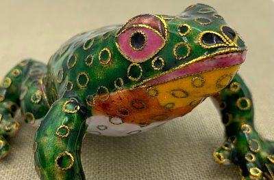 4 pc Cloisonne Enamel Frog, Bee, Articulated Crab & Lobster Ornament Collection. Luxe ornaments