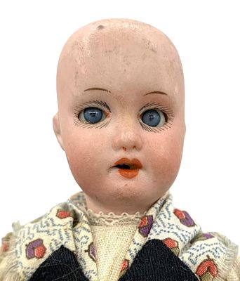 Two Antique Miniature German Bisque Head, Strung Composition Body, Dolls: Armand Marseille. 1)