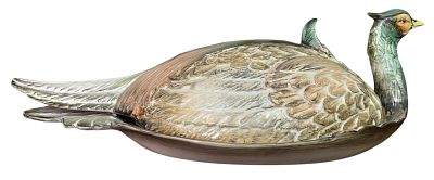 Large Italian Artisan Painted 2 pc Vintage Pheasant Covered Dish Serving Platter, RB Pottery. Exp