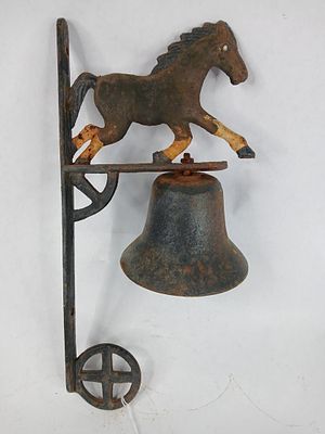 Cast iron horse door /dinner bell. wall mount 13 in long