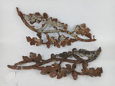 Heavy cast iron acorn and oak leaf architectural corbels. 22 in long