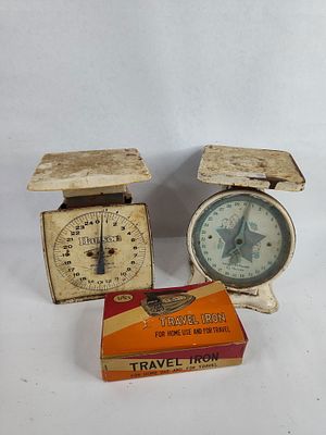 Hanson & baby star scales and nos Apex elec. Travel iron. new old stock