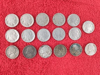 11 indian head buffalo nickels and 6 silver war nickels. see photos for more description