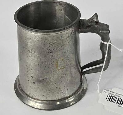 Leonard Eales of sheffield english pewter tankard with nude lady handle. Don engraved on side 