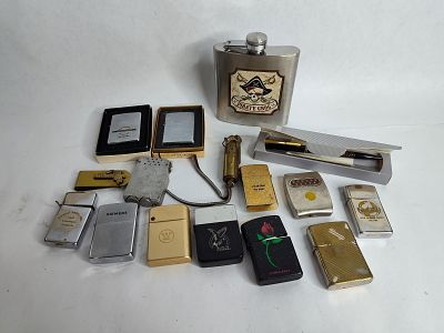Zippo lighter ,pen ,flask and other lighters. 6 zippo lighter