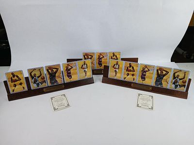 3 1994 Shaquille O Neal limited Ed. 5 ceramic card set with display. 1 set is missing 2 cards