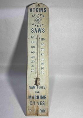 Atkins Saws and Machine Knives wood thermometer. Mercury strip does not function but overall 