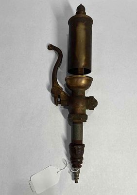 Brass acorn top steam whistle. 13in long with added air fittings to bottom.