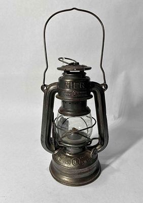 Nier German No 175 Miniature Lantern. Made in Germany. German logo stenciled to glass globe. 7.5 