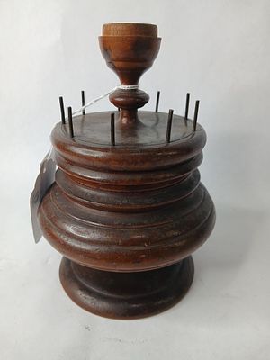 19th Century Peaseware Sewing Caddy Spool holder. 7 inches tall x5