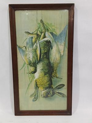Framed Still Life Framed Hunting Print. Great early condition?12 x 22