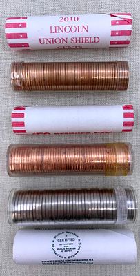 6 Rolls of US and Canadian Brilliant and Uncirculated Nickel and Penny Coins. 1) 