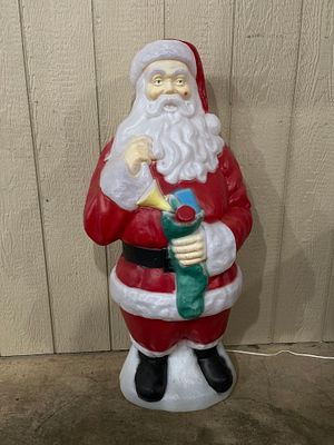 Santa w Stocking Blow Mold. Lighted Santa, 41 inches tall