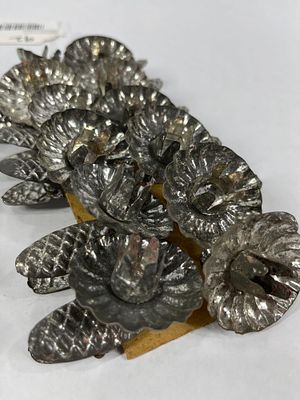 21 Silver Tone Victorian Pine Cone Christmas Candle Holders. Clip style.