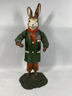 Cast Iron Peter Rabbit Garden Figure. 19 inches tall. Missing staff. Newer condition
