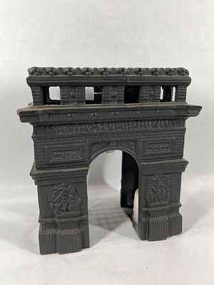 Cast Iron Model of the Paris Arc De Triomphe. Used as a candle holder, very cool piece. 11x5.5x10