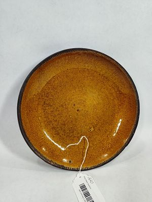 Redware shallow bowl or plate. Great early Redware bowl with crimped pie edge and is in great 