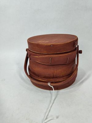 Small primitive Firkin bucket. 4.5in diameter 4in tall.