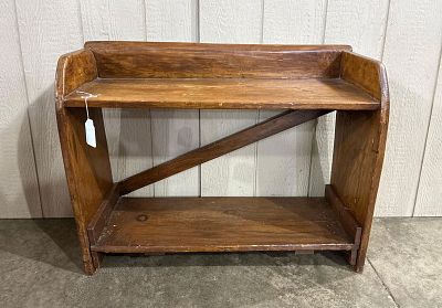 Primitive Country Crock/Bucket Bench. 32.75in wide 25in tall 12in deep.