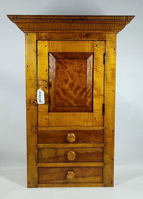 Outstanding Sq nailed Tiger Maple Hanging Cabinet. Awesome cabinet with single raised panel 
