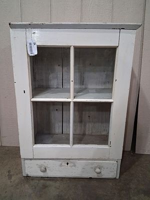 Mid 1800s 4-Pane Hanging Cupboard. 23in wide 12in deep 32in tall.