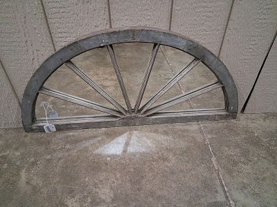 Arched window frame with mirrors. Nice half moon frame in original paint! 18in x 38.5in.