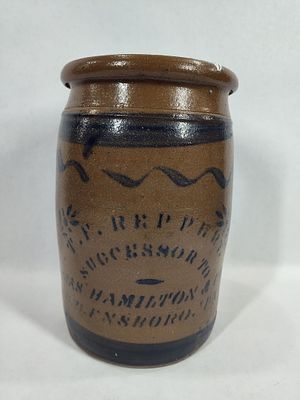 T.F. Reppert Successor to Jas Hamilton & Co 1 1/2gal jar. Super clean piece in excellent 