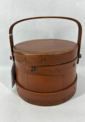 Small Brown firkin bucket. 6.5in diameter 5in tall.
