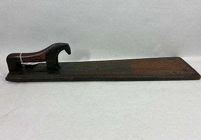 Scandinavian Folk Art Mangle Board/Bed Smoother. Beech with carved horse handle dated 1838. 25in 