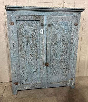 Nice Painted Jelly Cupboard in old paint. Great early crackled paint!! 43.5in wide 14in deep 