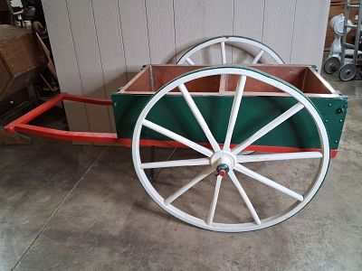 Antique Restored Peddlers/Garden Cart. Beautifully restored antique wooden wheeled push cart 