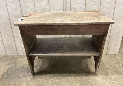 Nice Primitive Crock/Bucket Bench. Square nailed and hints of blue or gray paint. 36in long 