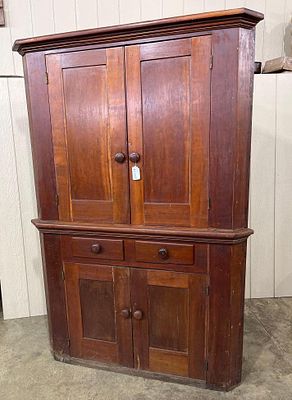 1800s Blind Door Corner Cupboard. Great early sq nailed 1pc cupboard that will clean up some. 