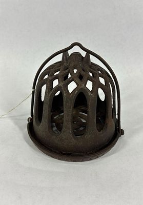 Early cast iron string holder. 4.5in diameter and tall.