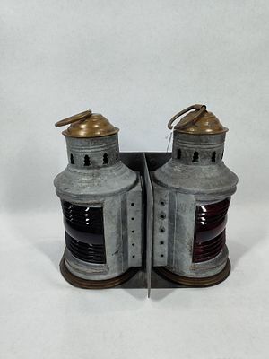 2-Wilcox - Crittenden & Co. Inc Ship's Lanterns w/holder. 2 great early galvanized Ship's 