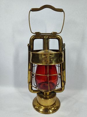 Dietz King Brass Fire Dept. Lantern. Soldering is severed at top on side rail, otherwise in 