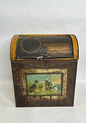 1800s General Store Tea/Clove Bin. Made by American Can Co. Shows areas of paint wear and a 