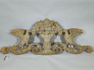 Ornate Cast-iron "Birds & Fruits" decorative plaque. 12in X 30.5in.