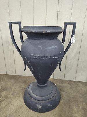 Large Griffey 3pc cast iron Urn. Both handles have repaired cracks. Top planter is removable 